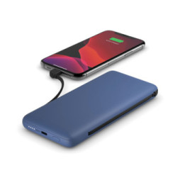 Belkin Batterie externe 10K avec câbles intégrés lightning et USB-C (Bleu)