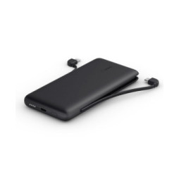 Belkin Batterie externe 10K avec câbles intégrés lightning et USB-C (Noir)