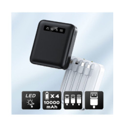 Akashi Batterie de Secours 10000 mAh 4 Câbles (Blanc)