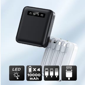 Akashi Batterie de Secours 10000 mAh 4 Câbles (Blanc) — image 2