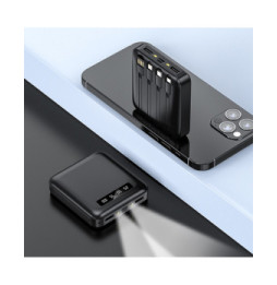 Akashi Batterie de Secours 10000 mAh 4 Câbles (Noir)