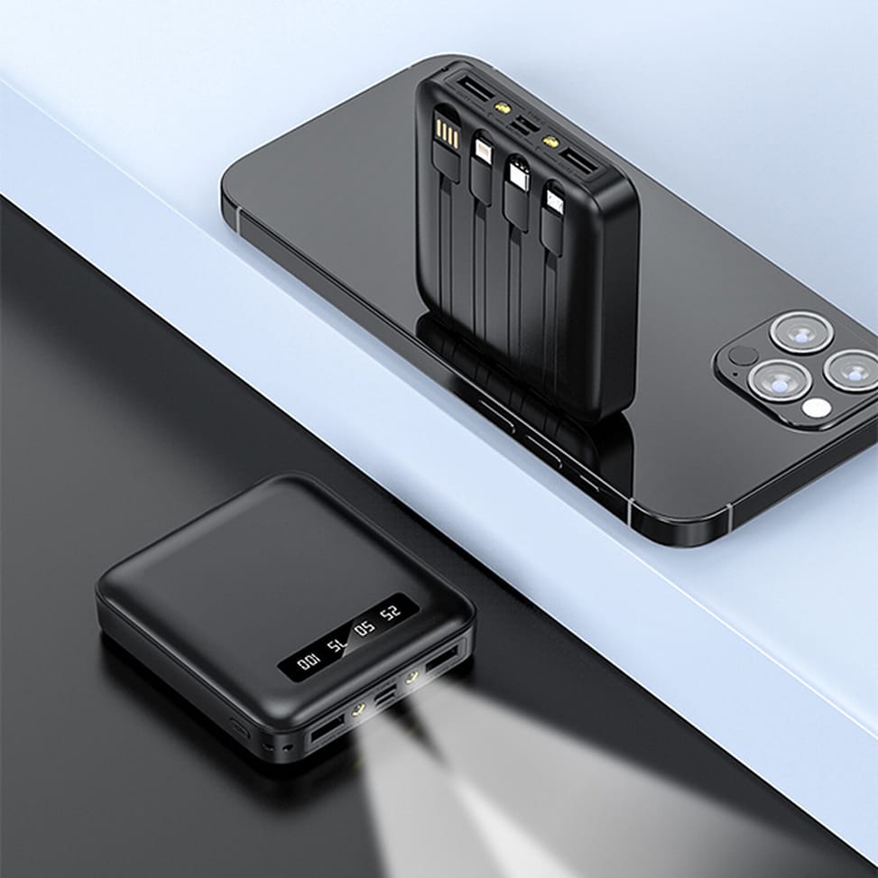 Akashi Batterie de Secours 10000 mAh 4 Câbles (Noir) — image 4