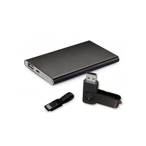 Polaroid - Set batterie externe en cuir 4000mAh, câble 2-en-1 et clé USB 4GO - PO1980-133 - Noir — image 2