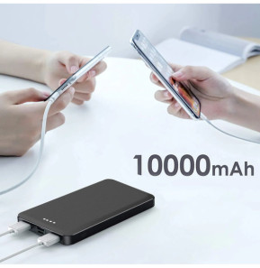Bigben Batterie Externe 10000mAh Charge Rapide 2x USB + USB-C Voyant LED Noir