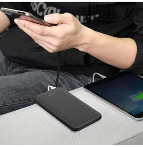 Bigben Batterie Externe 10000mAh Charge Rapide 2x USB + USB-C Voyant LED Noir
