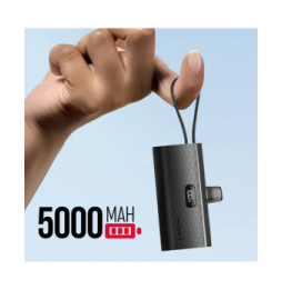 Forcell Chargeur Externe 5000mAh Connecteurs iPhone Lightning et USB C 20W Noir