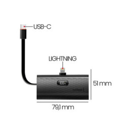 Forcell Chargeur Externe 5000mAh Connecteurs iPhone Lightning et USB C 20W Noir