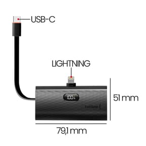 Forcell Chargeur Externe 5000mAh Connecteurs iPhone Lightning et USB C 20W Noir — image 5