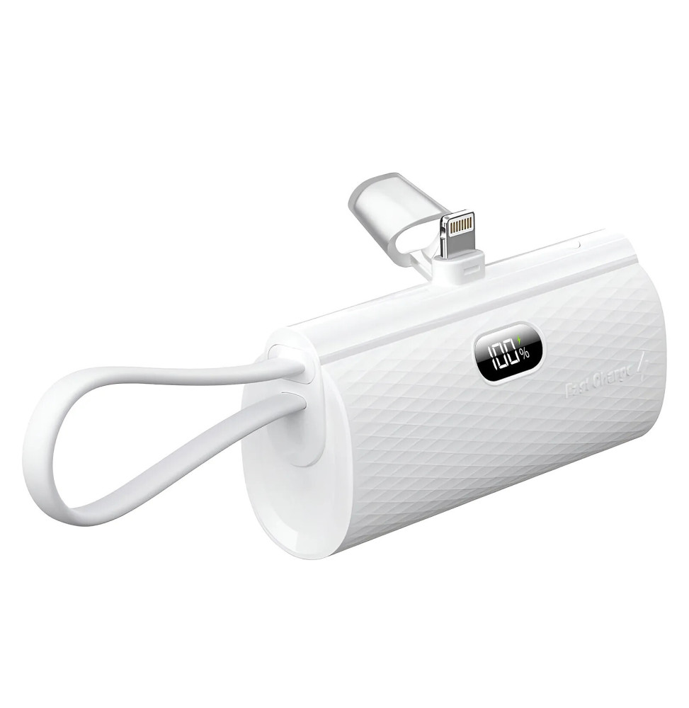 Forcell Chargeur Externe 5000mAh Connecteurs iPhone Lightning et USB C 20W Blanc