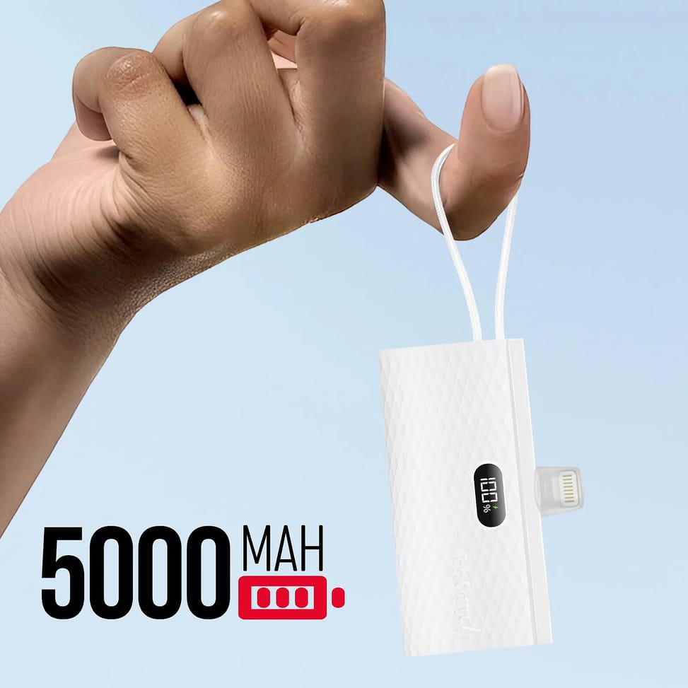 Forcell Chargeur Externe 5000mAh Connecteurs iPhone Lightning et USB C 20W Blanc — image 3