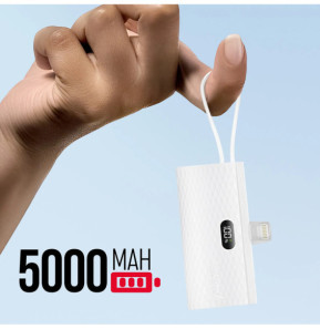 Forcell Chargeur Externe 5000mAh Connecteurs iPhone Lightning et USB C 20W Blanc