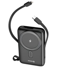 Swissten Powerbank MagSafe 10000mAh Câbles USB-C + Lightning intégrés Écran LCD Noir — image 2