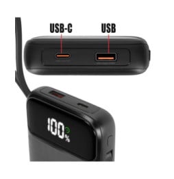 Swissten Powerbank MagSafe 10000mAh Câbles USB-C + Lightning intégrés Écran LCD Noir