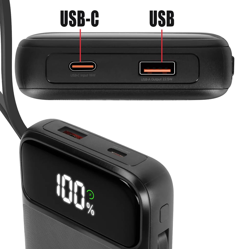 Swissten Powerbank MagSafe 10000mAh Câbles USB-C + Lightning intégrés Écran LCD Noir — image 5
