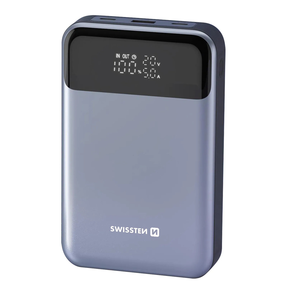 Swissten Batterie Externe 20000mAh pour Laptop et MacBook USB-C 100W Gris