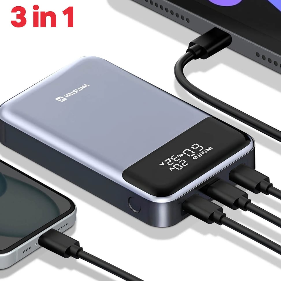 Swissten Batterie Externe 20000mAh pour Laptop et MacBook USB-C 100W Gris — image 5