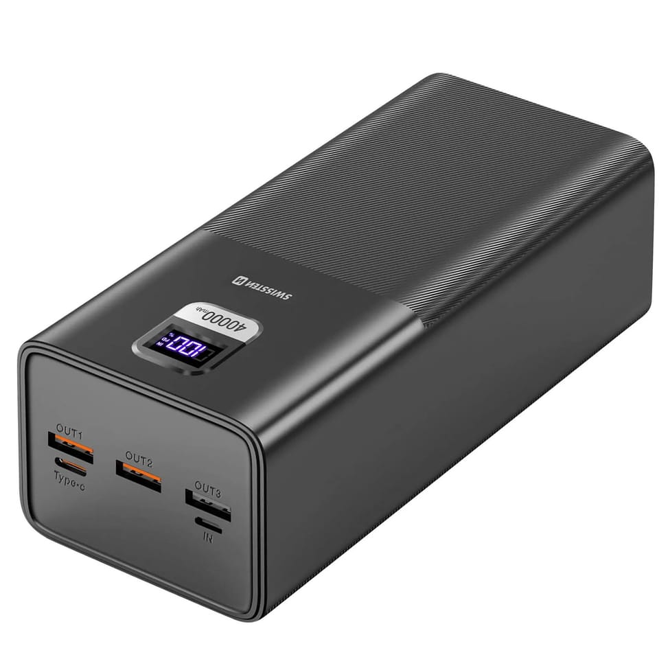 Swissten Batterie de secours 40000mAh USB et USB C 100W Power Line Compact Noir — image 2