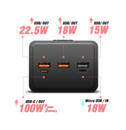 Swissten Batterie de secours 40000mAh USB et USB C 100W Power Line Compact Noir