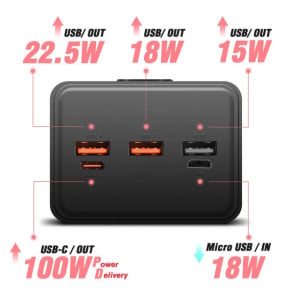 Swissten Batterie de secours 40000mAh USB et USB C 100W Power Line Compact Noir