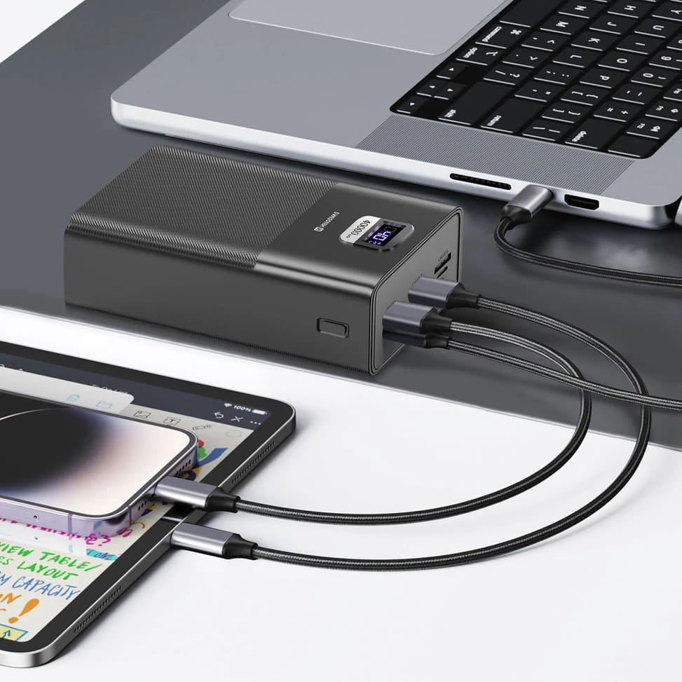 Swissten Batterie de secours 40000mAh USB et USB C 100W Power Line Compact Noir — image 5