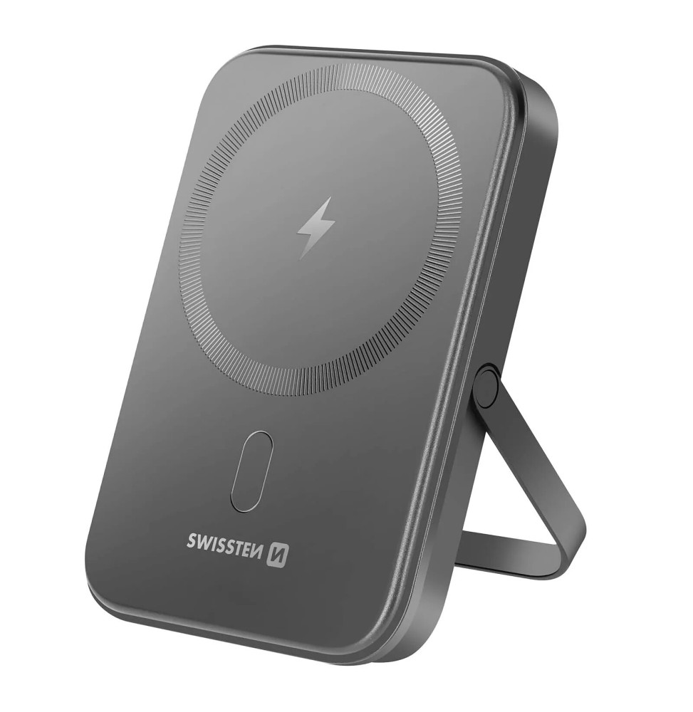 Swissten Batterie Externe MagSafe 5000mAh + USB-C 20W Béquille Support Vidéo Noir
