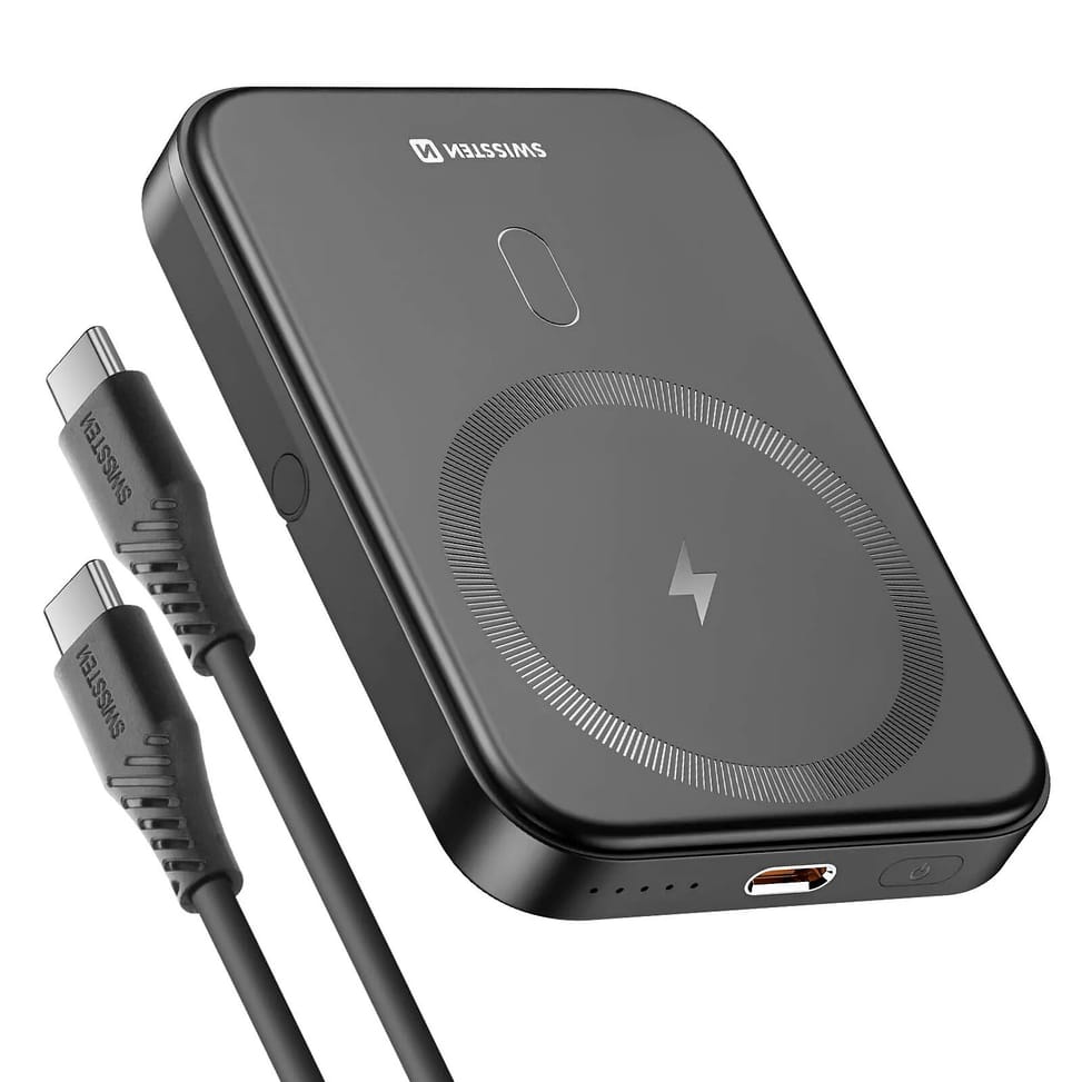 Swissten Batterie Externe MagSafe 5000mAh + USB-C 20W Béquille Support Vidéo Noir — image 2