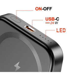 Swissten Batterie Externe MagSafe 5000mAh + USB-C 20W Béquille Support Vidéo Noir