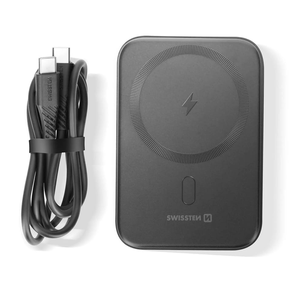 Swissten Batterie Externe MagSafe 5000mAh + USB-C 20W Béquille Support Vidéo Noir — image 5