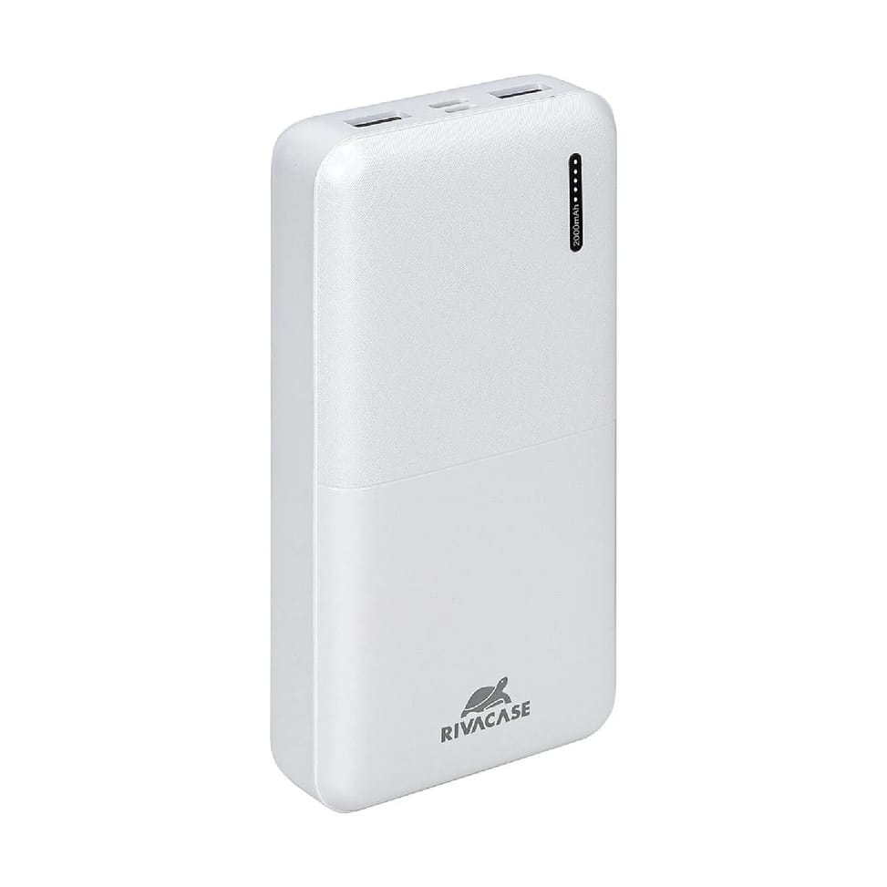 Rivacase Powerbank VA2572 20000mAh 2 USB-A/USB-C QC 3.0/PD 20W avec 5 Indicateurs LED Blanc — image 1