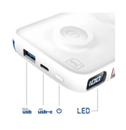 3mk Chargeur de Secours MagSafe 10000 mAh avec Câble Lightning et USB C Blanc