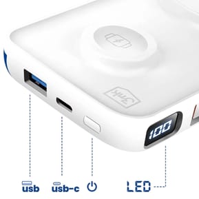 3mk Chargeur de Secours MagSafe 10000 mAh avec Câble Lightning et USB C Blanc — image 5