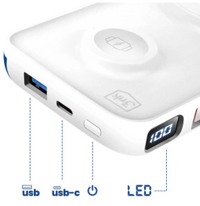 3mk Chargeur de Secours MagSafe 10000 mAh avec Câble Lightning et USB C Blanc