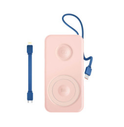 3mk Chargeur de Secours MagSafe 10000 mAh avec Câble Lightning et USB C Rose