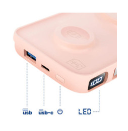 3mk Chargeur de Secours MagSafe 10000 mAh avec Câble Lightning et USB C Rose