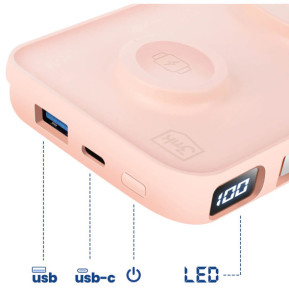 3mk Chargeur de Secours MagSafe 10000 mAh avec Câble Lightning et USB C Rose