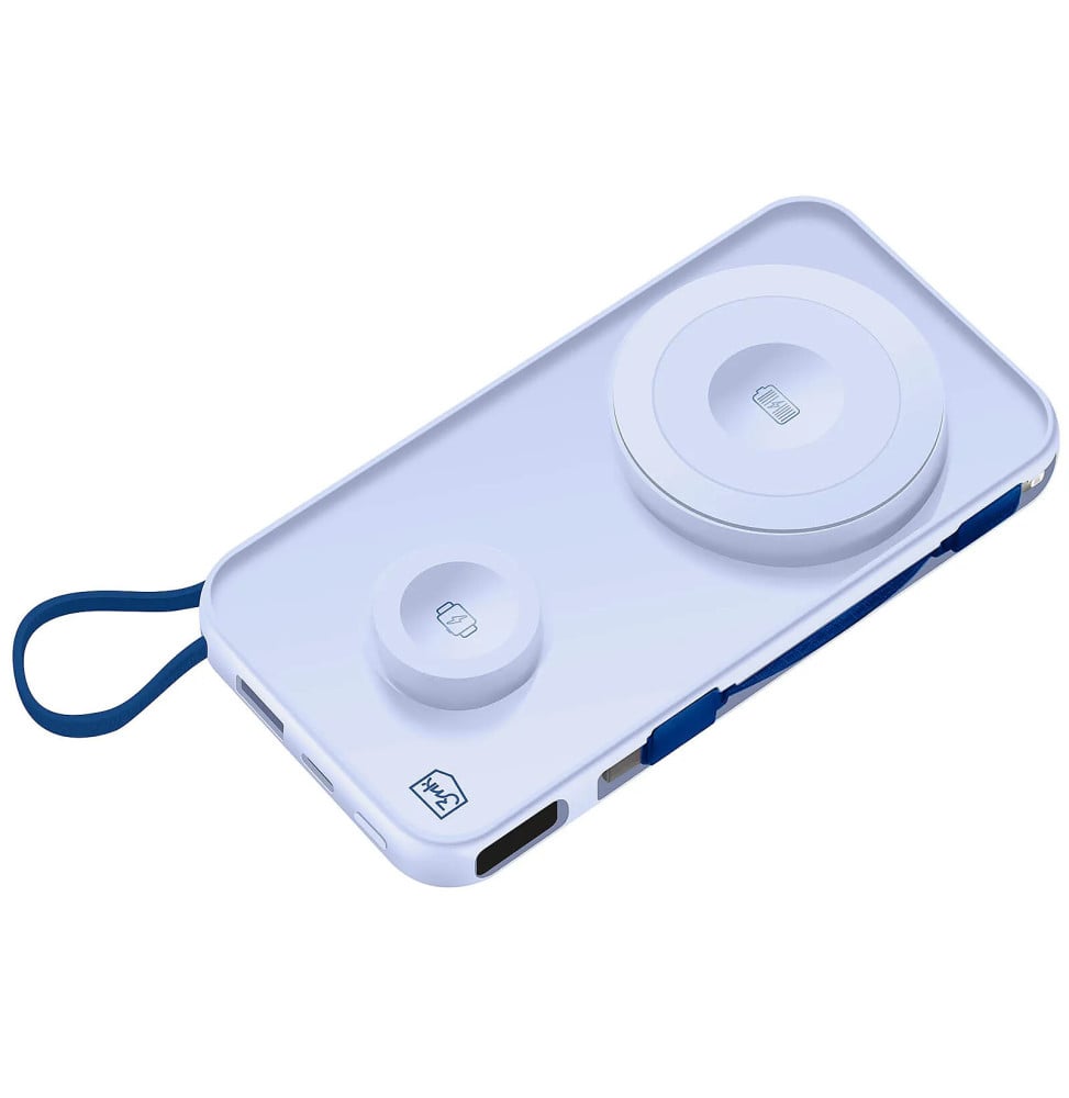 3mk Chargeur de Secours MagSafe 10000 mAh avec Câble Lightning et USB C Bleu