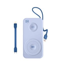3mk Chargeur de Secours MagSafe 10000 mAh avec Câble Lightning et USB C Bleu