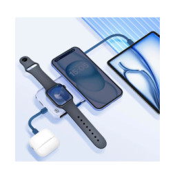 3mk Chargeur de Secours MagSafe 10000 mAh avec Câble Lightning et USB C Bleu