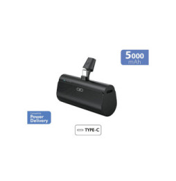 Force Power Powerbank 5000 mAh PD 20W avec Connecteur USB-C Intégré et Indicateurs LED Noir