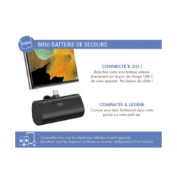 Force Power Powerbank 5000 mAh PD 20W avec Connecteur USB-C Intégré et Indicateurs LED Noir