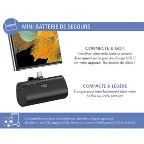 Force Power Powerbank 5000 mAh PD 20W avec Connecteur USB-C Intégré et Indicateurs LED Noir — image 3