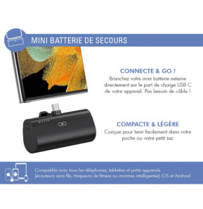 Force Power Powerbank 5000 mAh PD 20W avec Connecteur USB-C Intégré et Indicateurs LED Noir