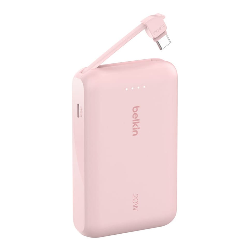 Belkin Batterie externe 10K 20W avec câble USB-C intégré (Rose) — image 2