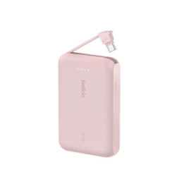 Belkin Batterie externe 10K 20W avec câble USB-C intégré (Rose)