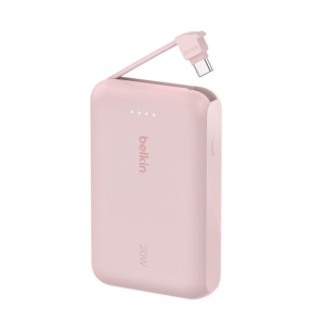 Belkin Batterie externe 10K 20W avec câble USB-C intégré (Rose)