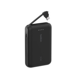 Belkin Batterie externe 10K 20W avec câble USB-C intégré (Noir)