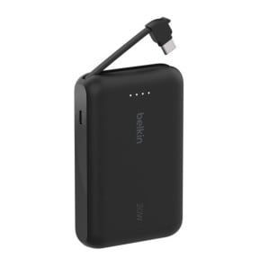 Belkin Batterie externe 10K 20W avec câble USB-C intégré (Noir)