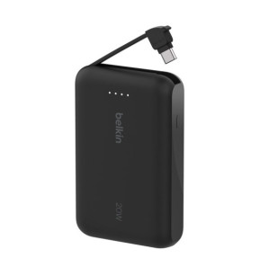 Belkin Batterie externe 10K 20W avec câble USB-C intégré (Noir)