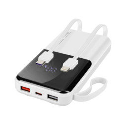 LinQ Batterie de Secours 10000 mAh avec Câbles Lightning et USB type C Blanc