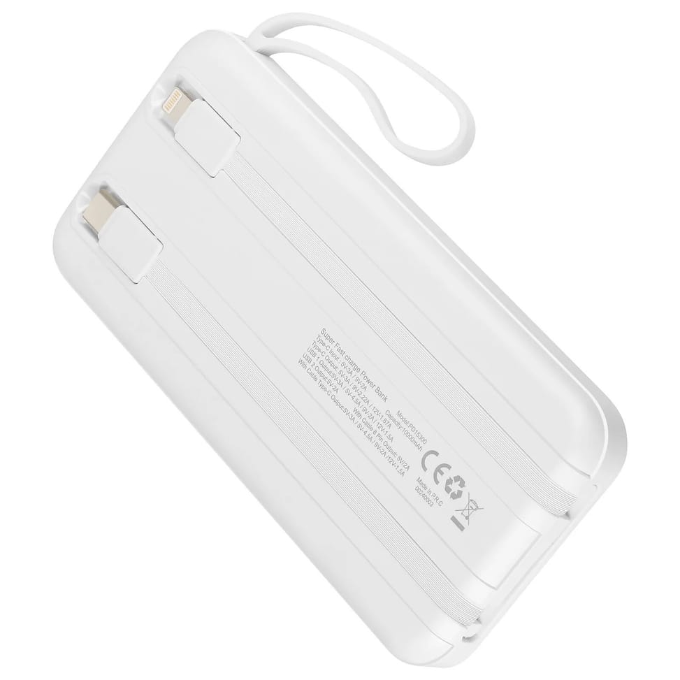 LinQ Batterie de Secours 10000 mAh avec Câbles Lightning et USB type C Blanc — image 2